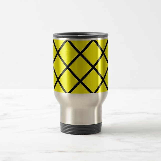 Yellow Black Criss Cross Lines Mug (Center)