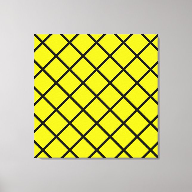 Yellow Black Criss Cross Lines Wrapped Canvas (Front)