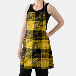 Yellow Black Crosshatch Buffalo Check Apron