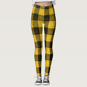  Yellow Black Crosshatch Buffalo Check Leggings