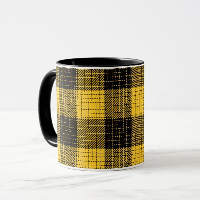  Yellow Black Crosshatch Buffalo Check Mug (Front Left)