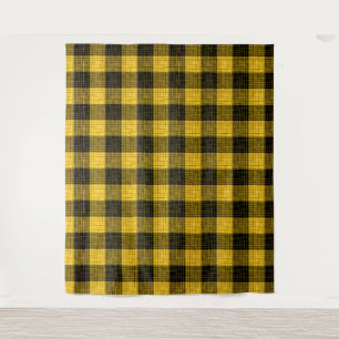 Yellow Black Crosshatch Buffalo Check Tapestry