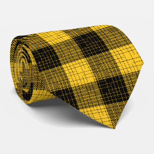  Yellow Black Crosshatch Buffalo Check Tie