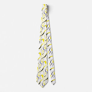 Yellow Black Curvy Line Design Tie