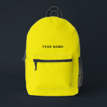 Yellow Black Custom Name Backpack<br><div class="desc">Easily personalise this simple and cool backpack adding your name or custom text. A cool and modern design in yellow and black featuring clear sans serif font, for a modern, professional and edgy look, perfect as custom gift for college students, high school, kids. The backpack can be customised in any...</div>