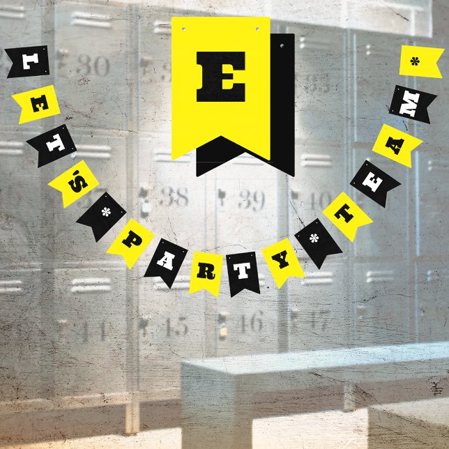 Yellow / Black Custom Party or Work Event Any Name Bunting (Creator Uploaded)