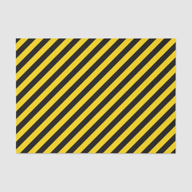 Yellow/Black Diagonal Stripes Tissue Paper (Front)