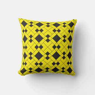 yellow black diamond based aeabesque cushion
