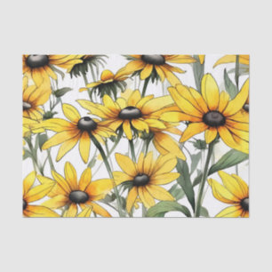 Yellow Black-Eyed Susan Floral Pattern Tissue Paper