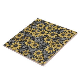 Yellow Black-Eyed Susan flower pattern Tile