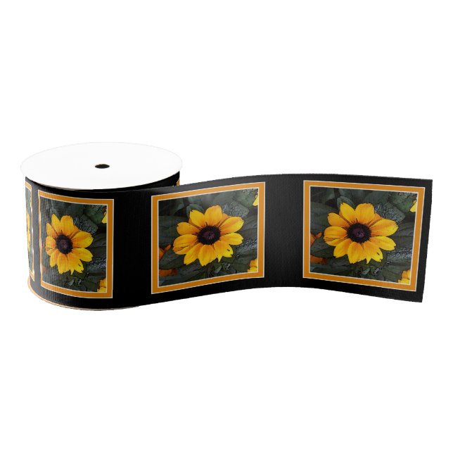 Yellow Black Eyed Susan Flower Ribbon Grosgrain Ribbon (Spool)