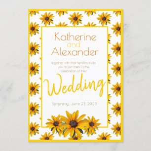 Yellow Black Eyed Susan Flower Simple Wedding Invitation