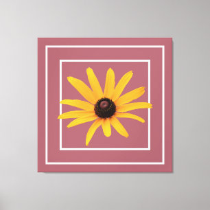 Yellow Black-Eyed Susan Modern Floral Copper Rose Canvas Print
