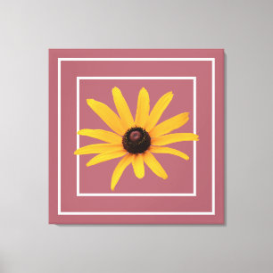 Yellow Black-Eyed Susan Modern Floral Copper Rose Canvas Print