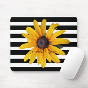 Yellow Black-Eyed Susan Photo Black Stripe Mouse P Mouse Mat