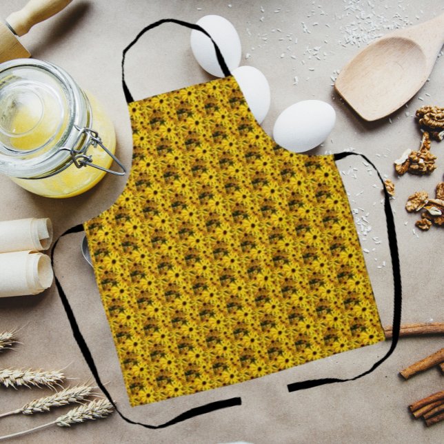 Yellow Black Eyed Susans Floral Pattern Apron (In Situ Kitchen)