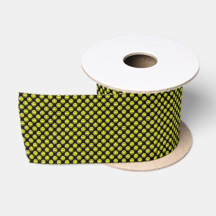 Yellow-Black Face Beads 1-RIBBON SPOOL Satin Ribbon