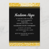 Yellow Black Floral Going to College Party Invite