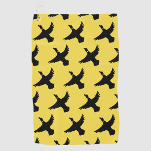 Yellow Black Flying Ducks Golf Towel