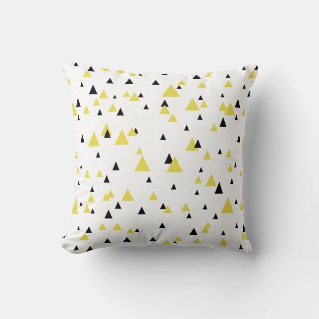 Yellow & Black Geometric Pattern Personalised Cushion (Front)