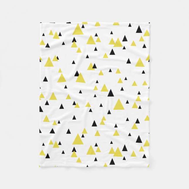 Yellow & Black Geometric Pattern Personalised Fleece Blanket (Front)