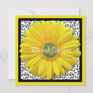 Yellow Black Gerber Daisy Bridal Shower Invitation