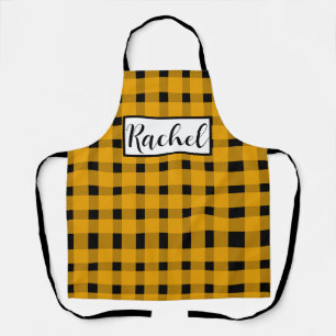 Yellow Black Gingham Personalised Apron