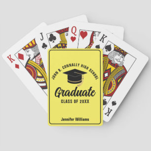 Yellow Black Graduate Personalised Graduation Playing Cards