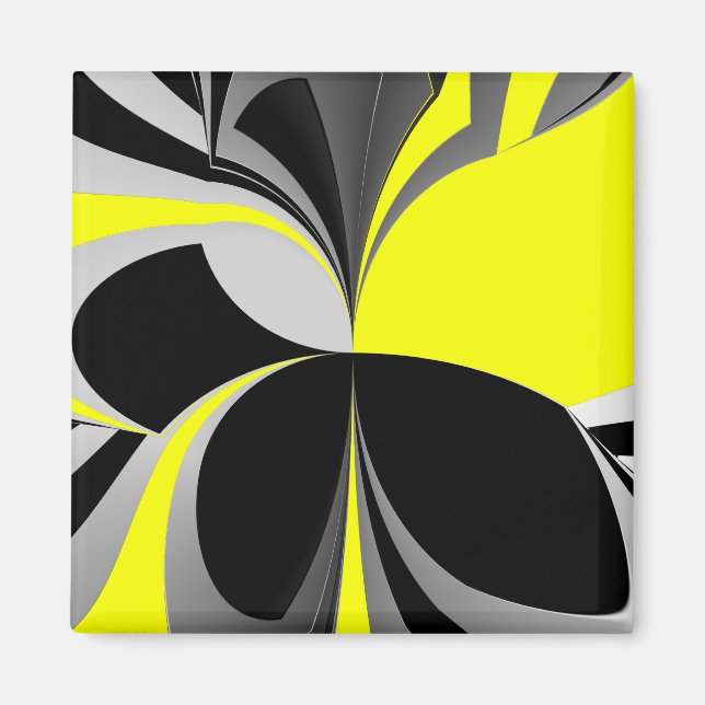 Yellow Black Grey Abstract Magnet (Front)