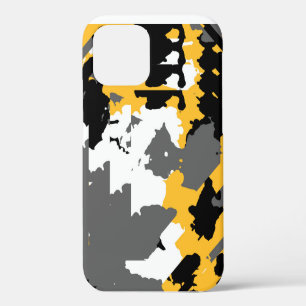 Yellow black grey and white abstract iPhone 12 pro case