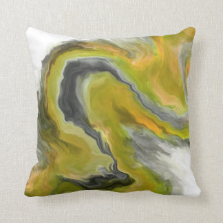 Yellow Black Grey Jewel Tone Fluid Art Painting Cushion
