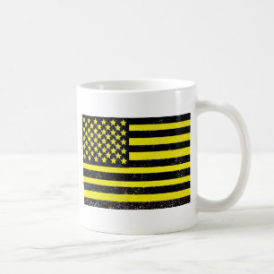 Yellow black grunge American flag Coffee Mug