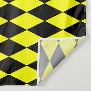 Yellow Black Harlequin Diamonds Checkers Design Fabric