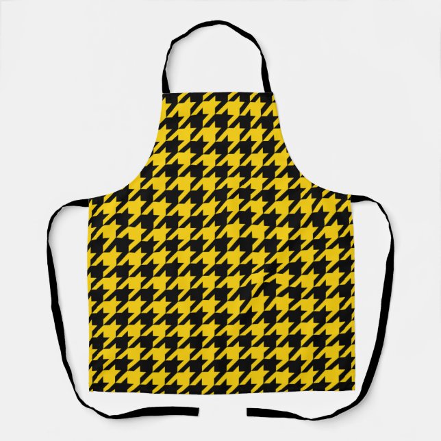Yellow Black Houndstooth Check Apron (Front)