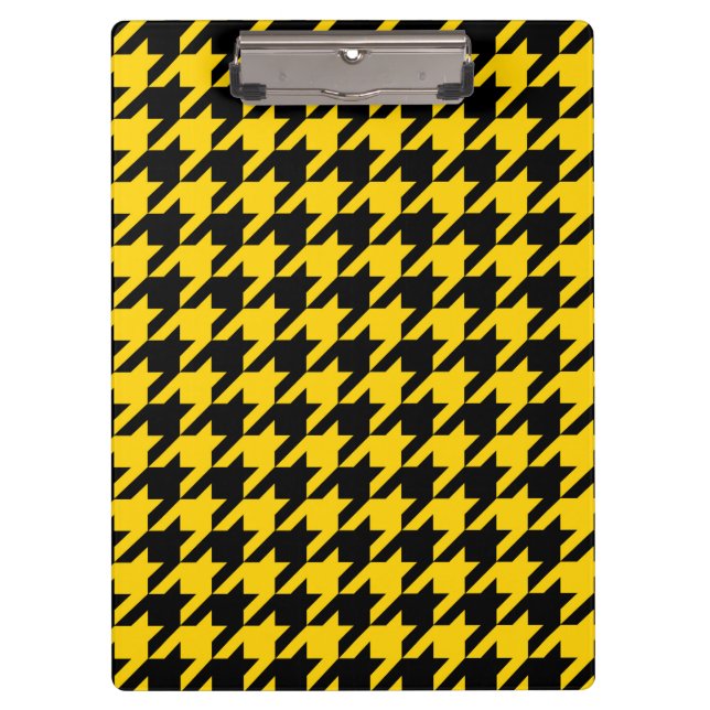 Yellow Black Houndstooth Check Clipboard (Front)