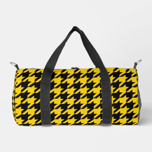 Yellow Black Houndstooth Check Duffle Bag