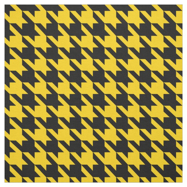 Yellow Black Houndstooth Check Fabric (Swatch)