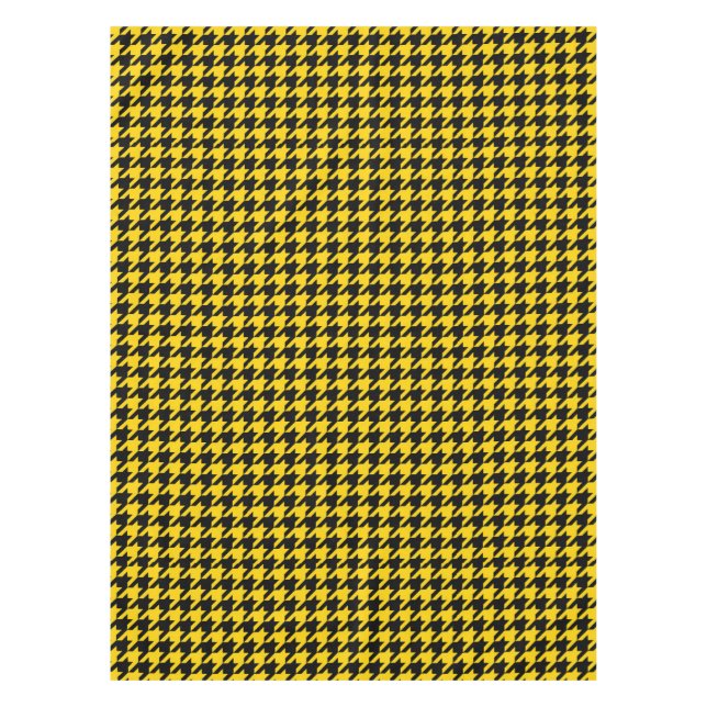 Yellow Black Houndstooth Check Tablecloth (Front)