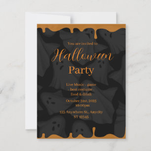 Yellow Black Illustration Halloween Party Holiday Card