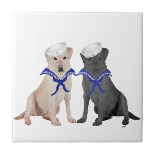 Yellow & Black Labrador Retrievers Tile