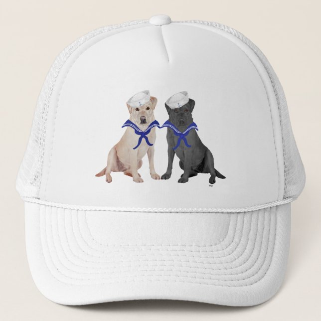 Yellow & Black Labrador Retrievers Trucker Hat (Front)