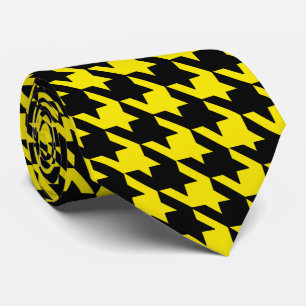 Yellow & Black Large Houndstooth Check Tie