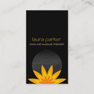 Yellow Black Lotus Flower Logo Yoga Healing Health Business Card