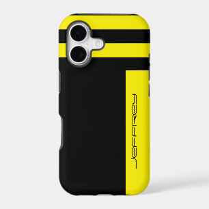 Yellow & Black Minimalist Stripe Custom Name Tough