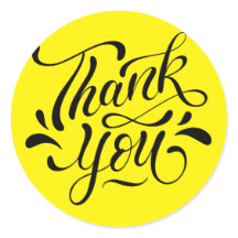 Yellow & Black Minimalist Thank You Sticker