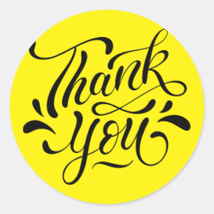 Yellow & Black Minimalist Thank You Sticker