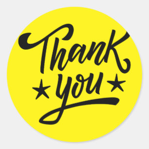 Yellow & Black Minimalist Thank You Sticker