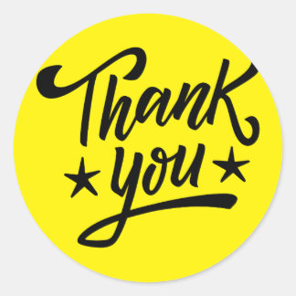 Yellow & Black Minimalist Thank You Sticker