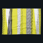 Yellow & Black Mix Geometric Pattern Tea Towel<br><div class="desc">A bright and modern kitchen towel featuring varieties of hand drawn patterns with yellow accent.</div>