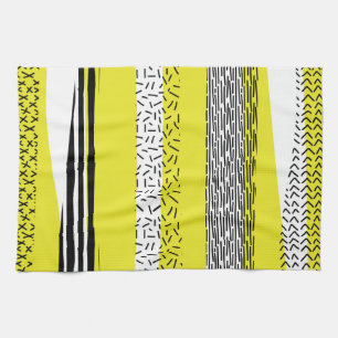 Yellow & Black Mix Geometric Pattern Tea Towel